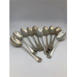 A set of ten spoons by WH & Sons Ltd (505g)