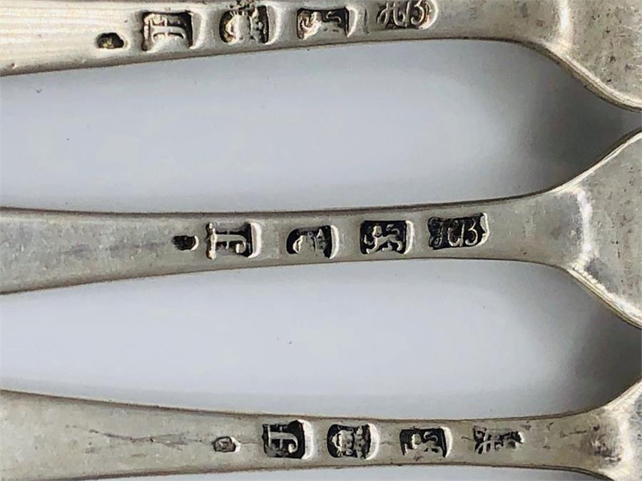 A set of twelve table forks, dated 1742, makers mark HB possibly Henry Bailey. (681g) - Image 6 of 6