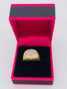 A good 18ct yellow gold gents diamond cluster ring 1ct approx