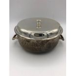 A silver two handled serving pot with lid (419g) by PWB