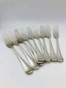 A set of nine forks, 1910, by WH & Sons Ltd.