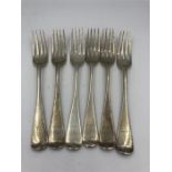 A set of six forks, hallmarked London 1875, by George Adams GA 242g