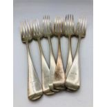 A set of six forks, hallmarked London 1875, (428g) by Chawner & Co.