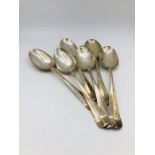 A set of six spoons, dated 1735 London makers mark RP, Richard Pargeter (19cm long)