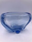 A Whitefriars lobed sapphire glass bowl des no.9250 designed by James Hogan c.1946