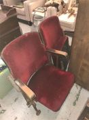 A pair of fold up Vintage Cinema seats in velvet.