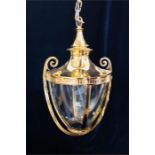 A Large Brass Contemporary Lantern