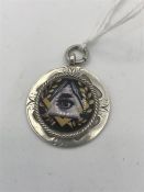 A silver Masonic medal 'All seeing eye' in enamel.