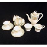 A Six place Noritake tea service in powder blue, white and gold.