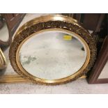 Small round gilt bevelled framed mirror (D49cm)