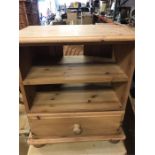A Pine bedside cabinet with drawer