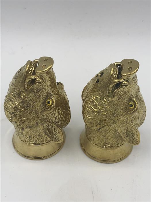 A pair of 800 silver gilt condiments in the form of Boars Heads - Image 2 of 2