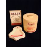 A selection of Bells Whiskey promotional items to include Ice Bucket, ashtray, optic sign
