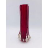 A Whitefriars Eight sided ruby vase Des No 9781 designed by Geoffrey Baxter c.1970