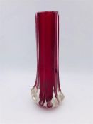 A Whitefriars Eight sided ruby vase Des No 9781 designed by Geoffrey Baxter c.1970