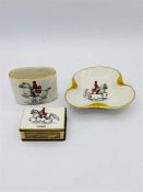 A Wien porcelain ashtray, matchbox holder and pot, celebrating the Spanish Riding School Vienna.