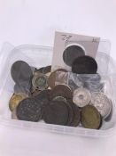 A quantity of old coins including 1864 and 1871 pennies