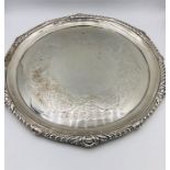 A Hallmarked silver tray with floral design by Mappin and Webb (880g)