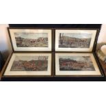 A set of four framed hunting prints 53cm x 35cm Mid 1800's.