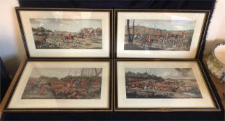 A set of four framed hunting prints 53cm x 35cm Mid 1800's.