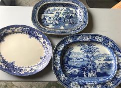 A selection of blue and white platters.