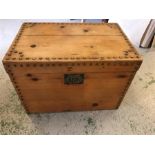 A Pine Chest with brass stud work