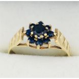 9ct gold with blue sapphire ring