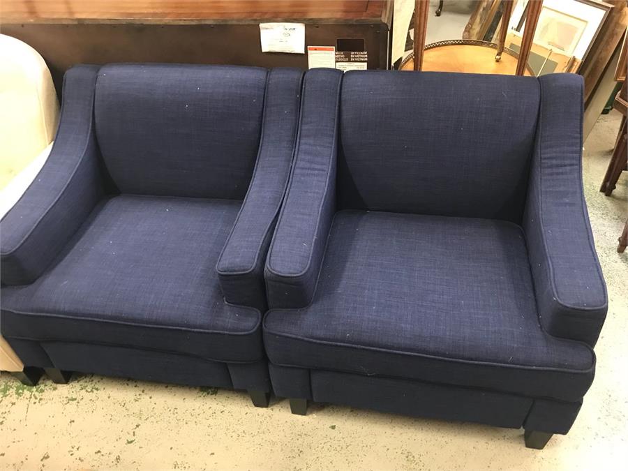 Two dark blue arm chairs - Image 2 of 2