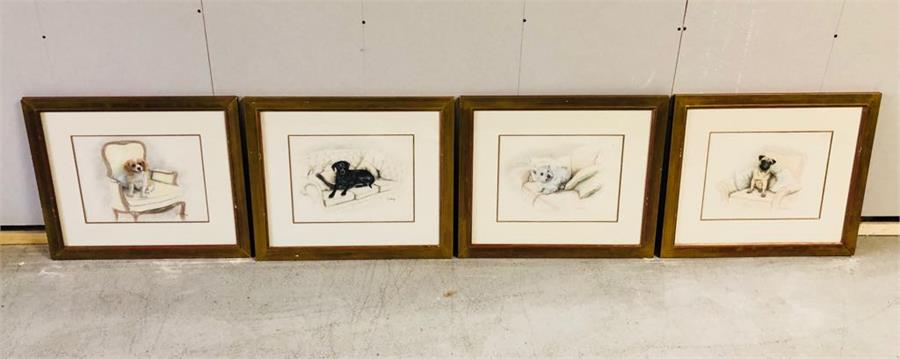 A set of four pastels by acclaimed artist Law Helyes of a West Highland Terrier, Labrador, King - Image 2 of 8