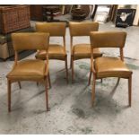 A Set Of Four Vintage Ben Chairs, Beech frames mustard seat pads and backs, 1960's