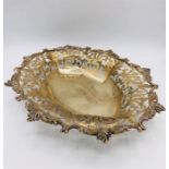 An Ornate silver bowl with decorated and pierced edge, hallmarked Sheffield 1906 (385g)