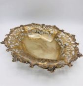An Ornate silver bowl with decorated and pierced edge, hallmarked Sheffield 1906 (385g)