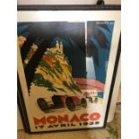 A Vintage style Monaco framed poster 17 Avril 1932.