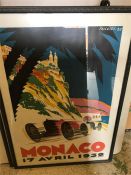 A Vintage style Monaco framed poster 17 Avril 1932.