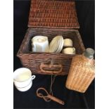 A Vintage Tea set in a picnic hamper.