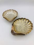 A Pair of hallmarked silver shell shaped bowls.