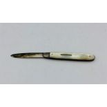 A Mother of pearl handled silver fruit knife