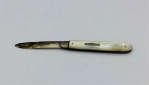 A Mother of pearl handled silver fruit knife