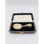 A Hallmarked Silver Babies spoon in a case,