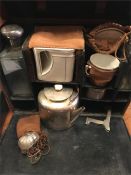 A Clark of Bond Street Gentleman's Travel set to include, cup and saucer, two glass bottle, teapot