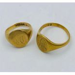 Two 9ct yellow gold signet rings (13.9g)