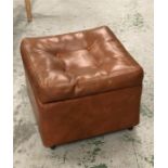A 1970's brown tan leather foot stool.