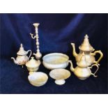 A selection of Antique Persian brass and metal ware