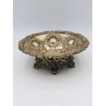 A silver bowl, Walker & Hall, Sheffield Hallmark, with a rococo design.(190g)