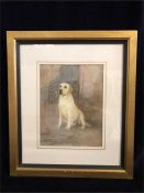 A watercolour of a Golden Retriever, signed bottom right E.Meyer '96