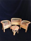A selection of miniature rattan furniture, very good condition