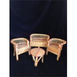 A selection of miniature rattan furniture, very good condition