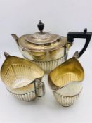 A Three piece silver hallmarked Tea service to include teapot, sugar bowl and milk jug.