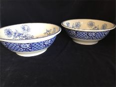 A Pair of wash bowls from local school Beaumont, in Old Windsor. These were in the boys living