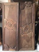Two carved wooden doors, ornate carving. 180cm x 61cm